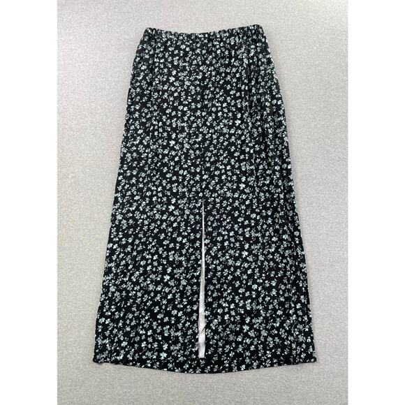 Melrose and Market Floral Maxi Skirt Large Black Blue Elastic Waist Pockets Boho - Picture 2 of 15